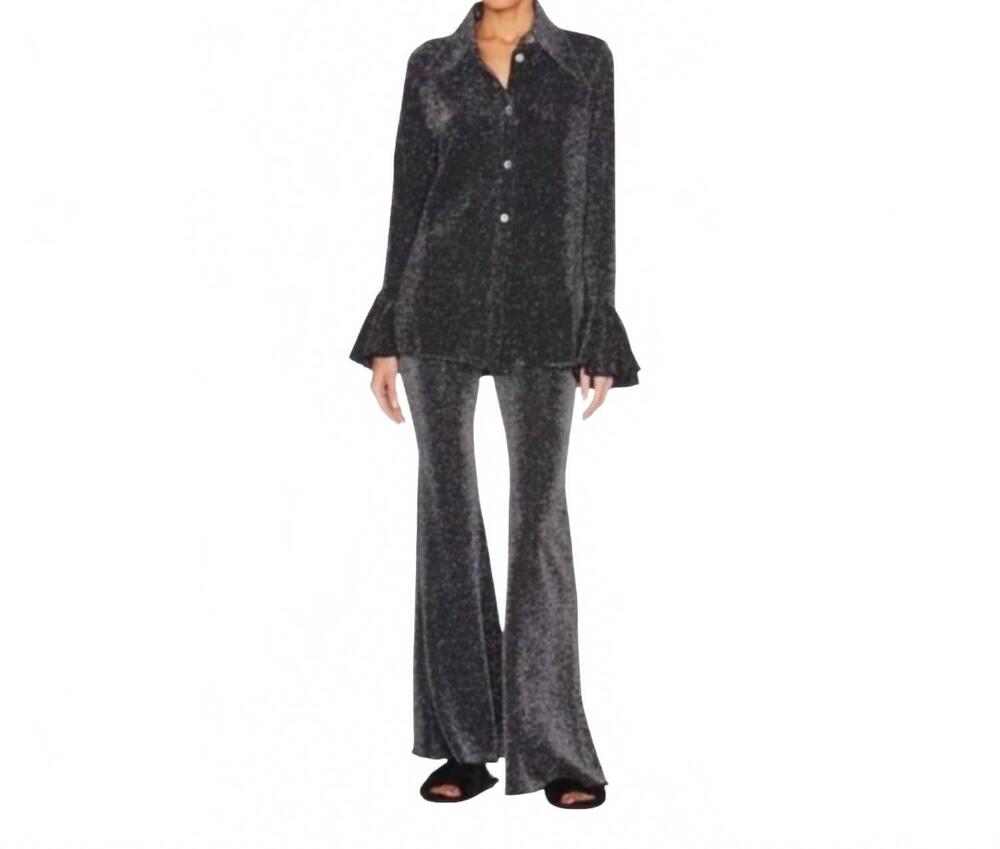 NEW SLEEPER cosmos stretch lounge set in black metallic